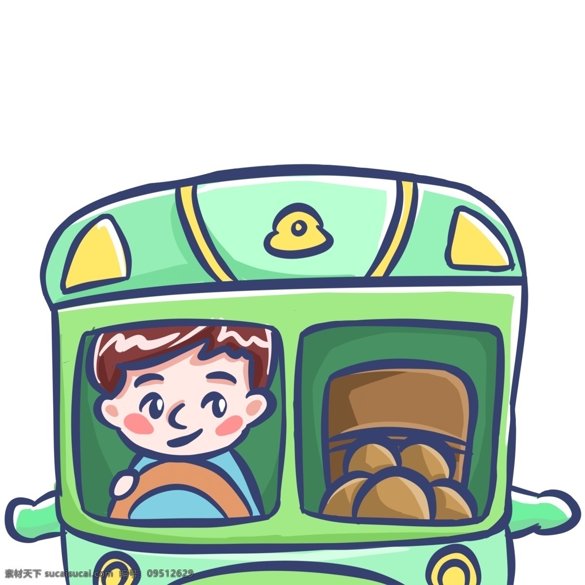 开 巴士 男孩 卡通 开巴士的男孩 绿色巴士 旅游巴士 卡通巴士 手绘 旅行 出游