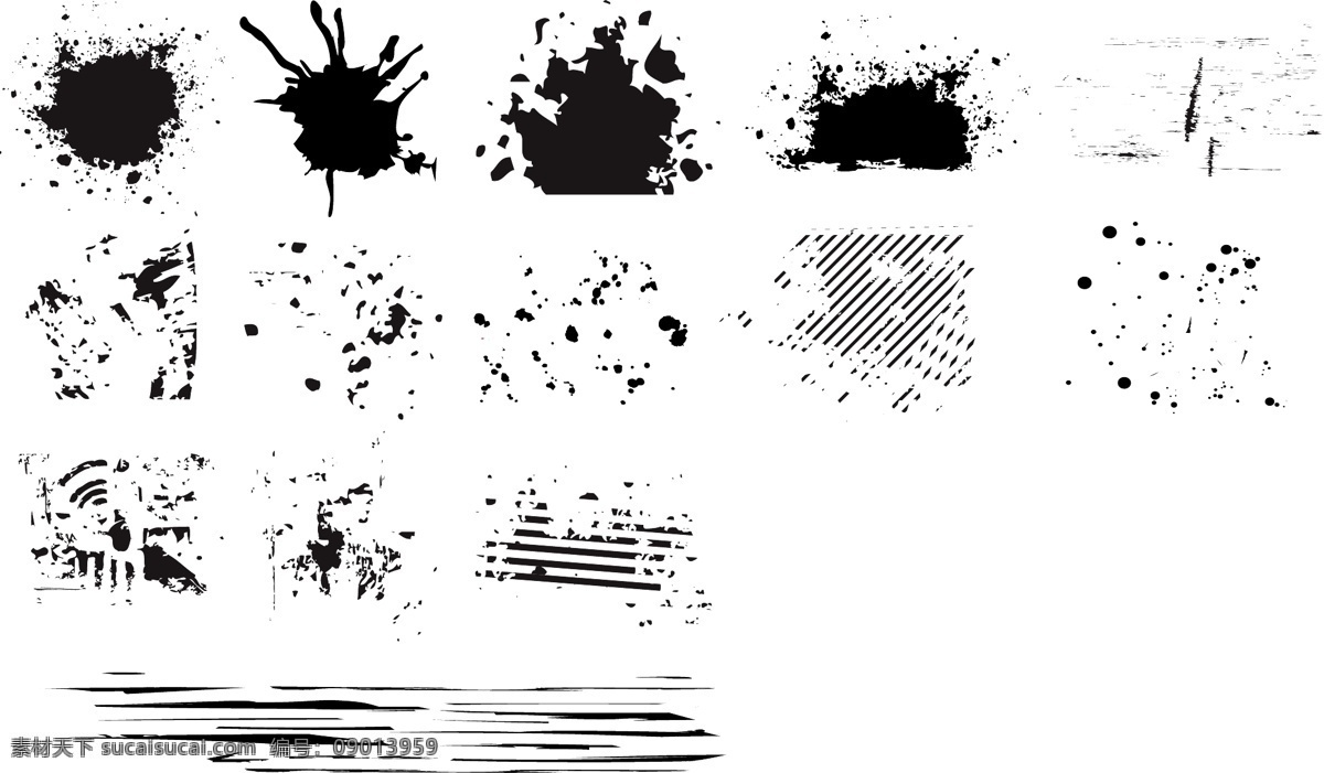 黑色 白色 元素 系列 矢量 墨水 点 墨 墨痕 矢量图