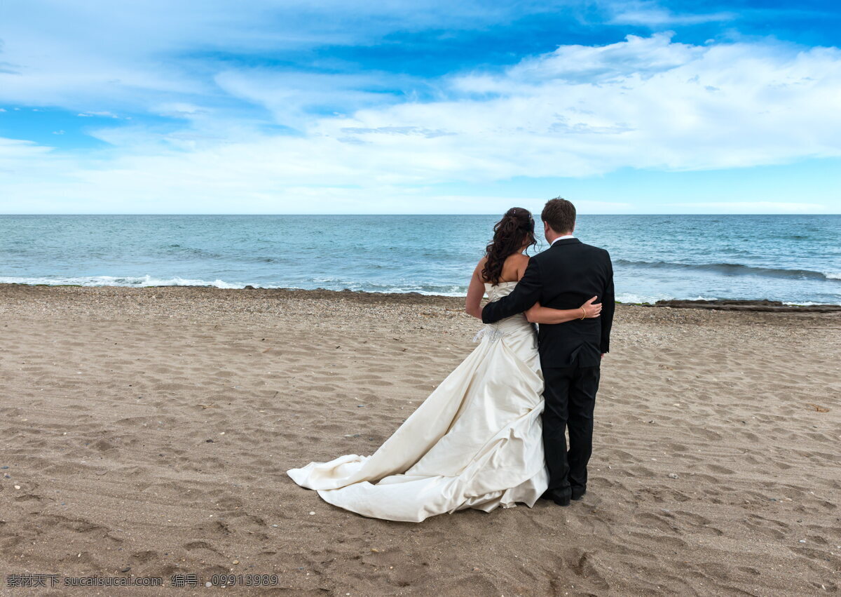 海边浪漫婚纱 海边 浪漫 婚纱 情侣 背影 白色婚纱