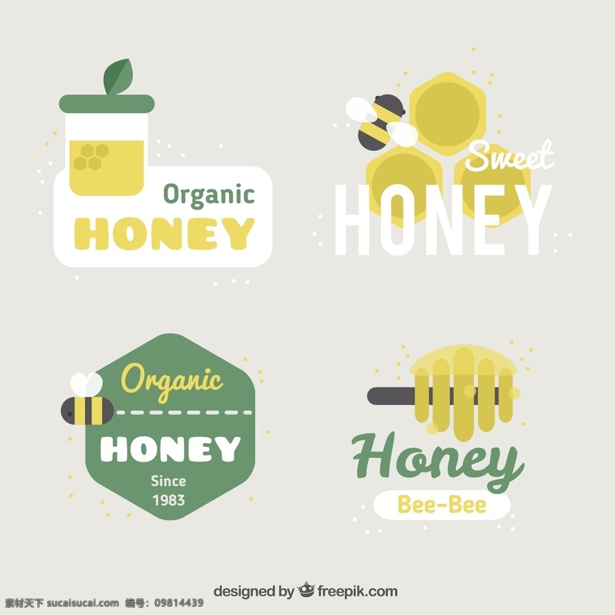 亲爱 标志 设置 商业 蜜蜂 蜂蜜 企业 公司 品牌 生态 自然 企业身份 符号 身份 商业标志 公司标志 集 自然标志