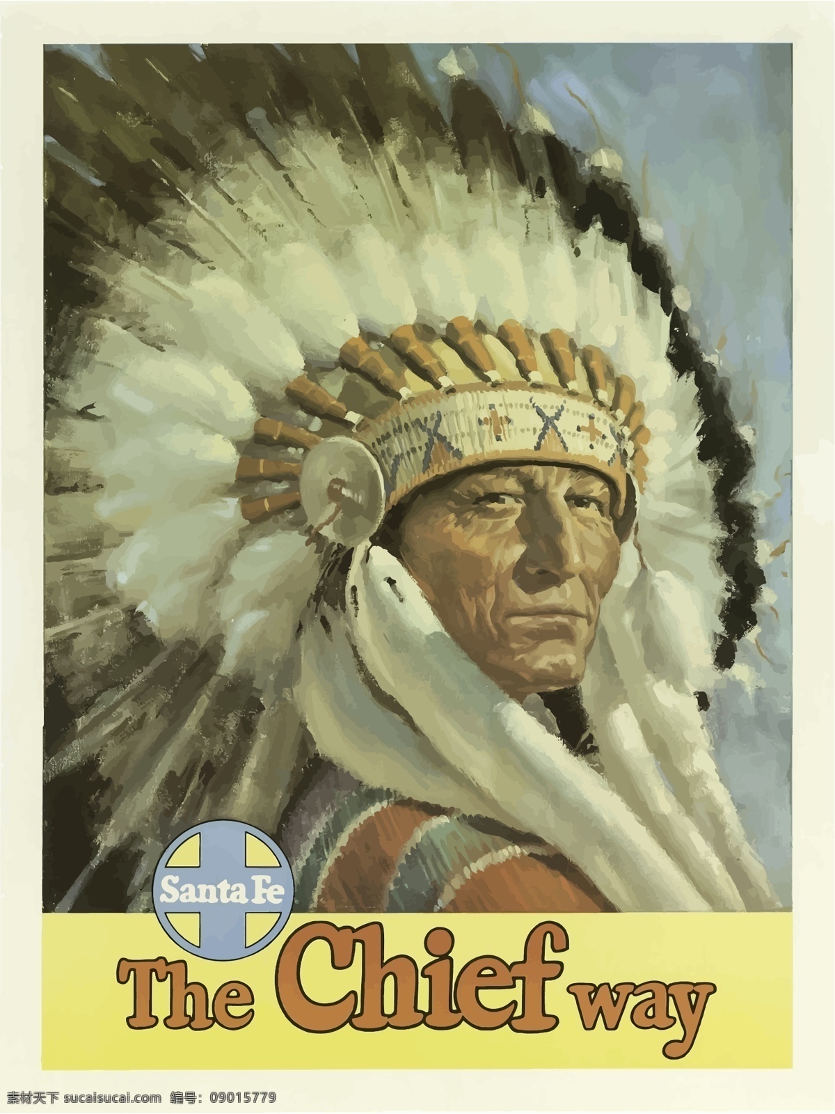 复古 旅行 海报 圣达菲 新墨西哥 美国 油画 旅游海报