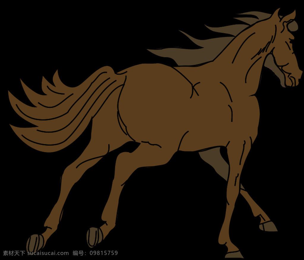 architetto 卡瓦洛 哺乳动物 动物 棕色的 马 运行 插画集