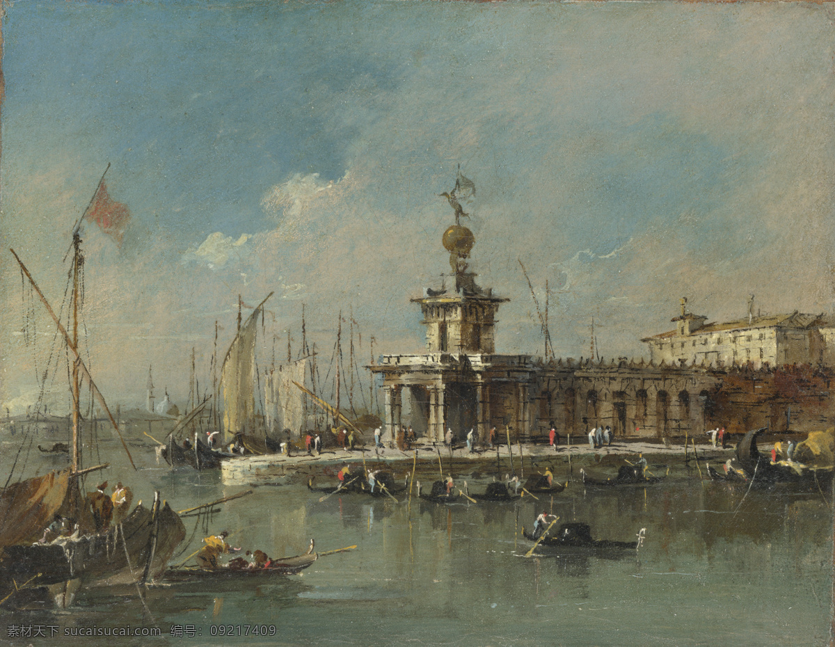 dogana 大师 画家 古典 画 建筑 景物 装饰画 油画 della punta the venice guardi francesco 人物 高清 西方 国外 现代 家居装饰素材