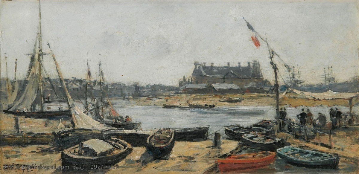 大师 画家 风景画 静物 油画 建筑 装饰画 stage landing ports of view trouville boudin eugene 人物 高清 西方 国外 现代 家居装饰素材