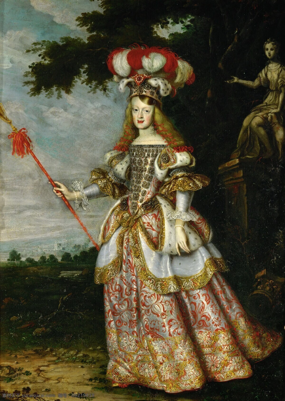 绘画书法 文化艺术 油画 圣 罗马帝国 皇后 玛格丽特 特里萨 让托马斯作品 西班牙公主 菲利普 四世 女 利普 波德 一世 妻 外甥女嫁舅舅 17世纪油画 装饰素材