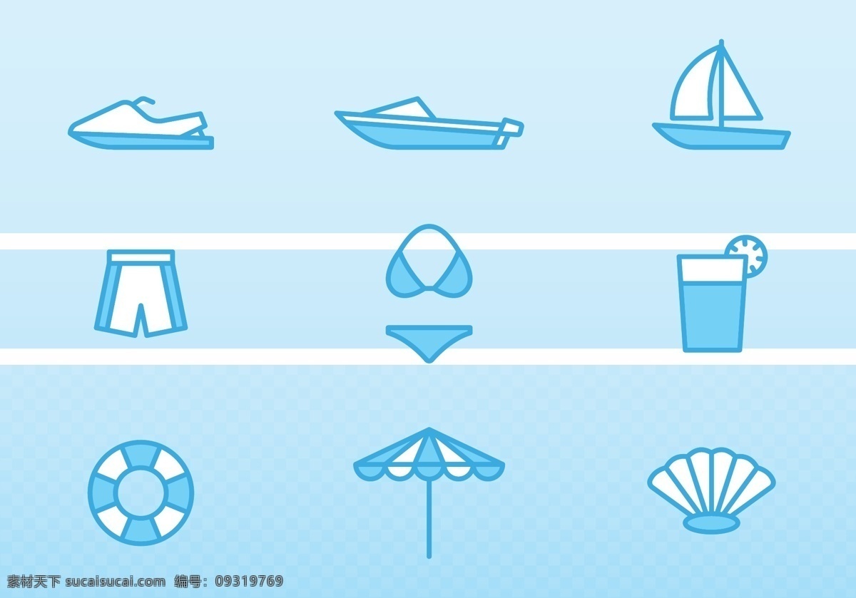 夏季 扁平化 图标 扁平化图标 图标设计 矢量素材 夏季图标 海边 游泳 水上运动 船 泳衣 饮料 救生圈 伞 贝壳