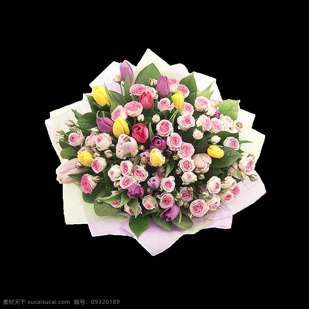 手绘 鲜花 美丽 元素 花束 捧花 绿叶 包装