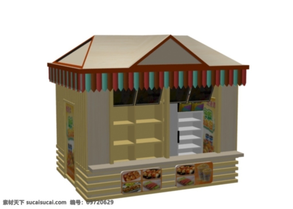 小吃车 门面 小吃 房屋 小屋 3d模型 3d设计 3d作品 max