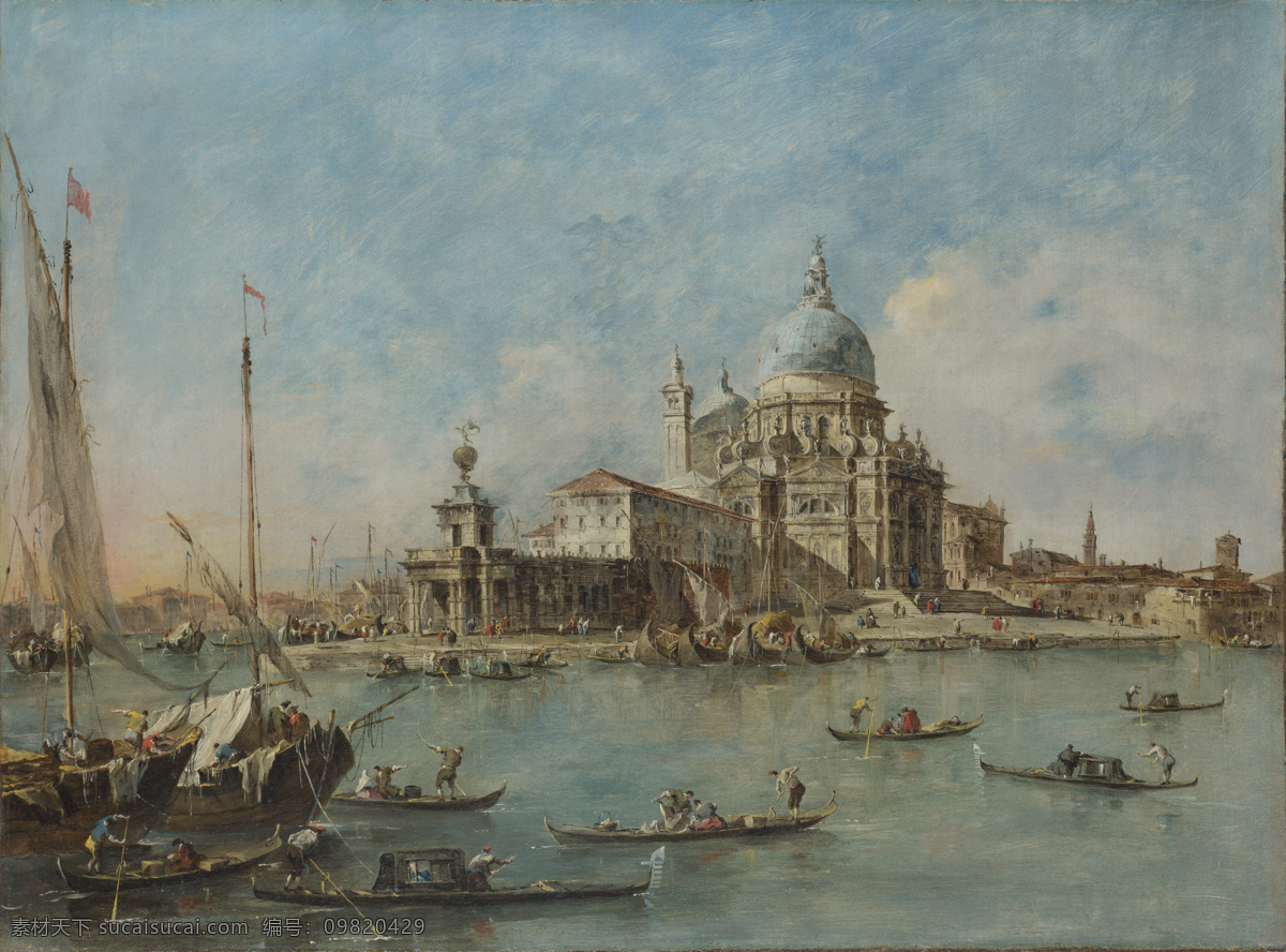 大师 画家 古典 画 建筑 景物 装饰画 油画 dogana della punta the venice guardi francesco 人物 高清 西方 国外 现代 家居装饰素材