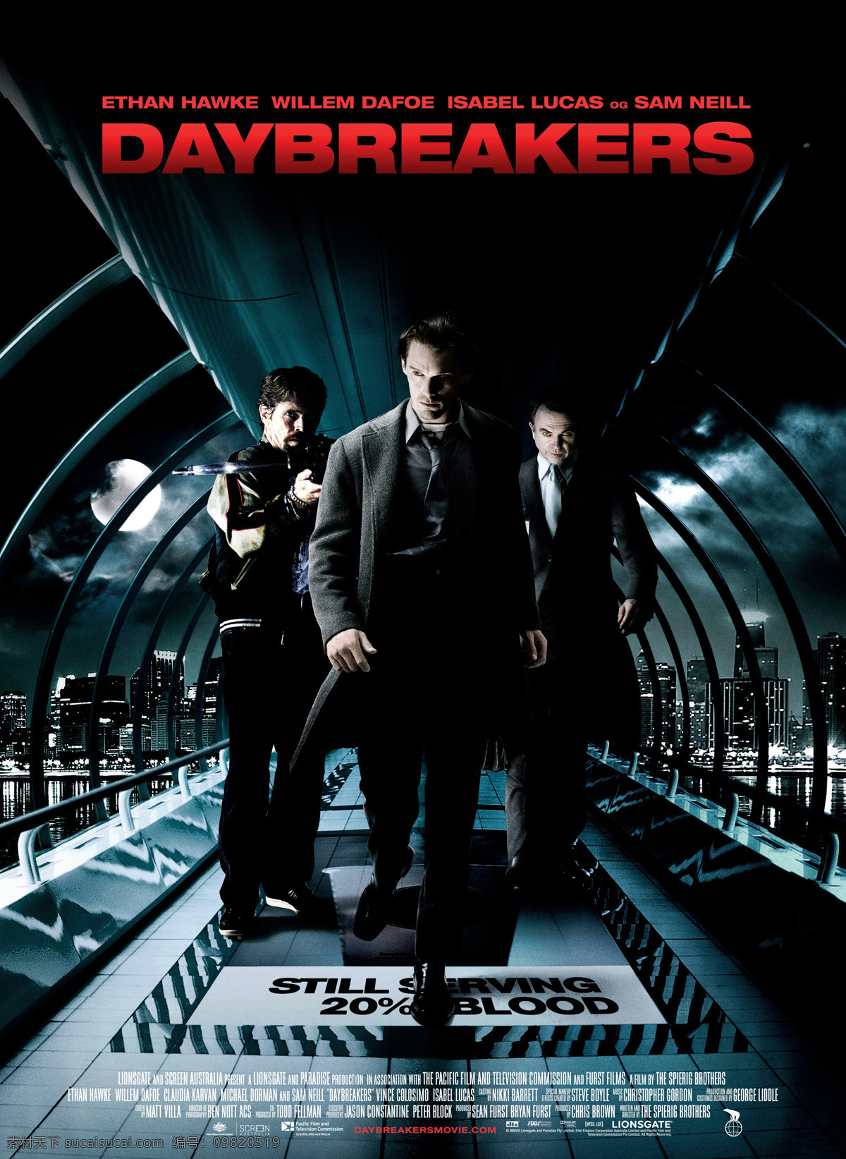 电影 电影海报 动作 科幻 恐怖 文化艺术 嗜血破晓 海报 黎明时分 daybreakers 惊悚 伊桑 霍克 威廉 达福 伊莎贝尔 卢卡斯 电影高清图片 影视娱乐 psd源文件