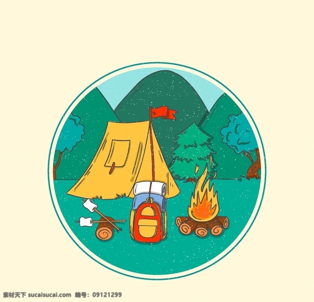 露营图片 野营 野餐 帐篷 户外活动 野外 休闲活动 旅游 露营 露营者 插图 手绘 插画 ai矢量