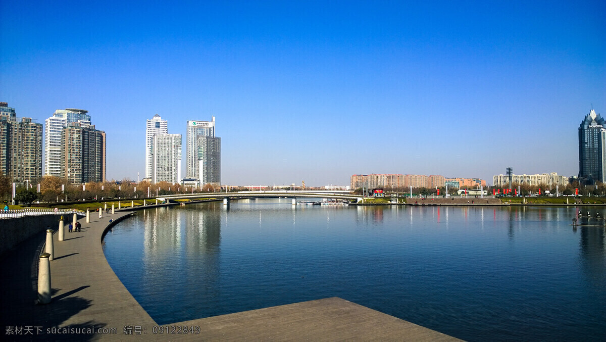 郑东新区 如意 湖 郑州市 如意湖 水天一色 蓝天 旅游摄影 人文景观