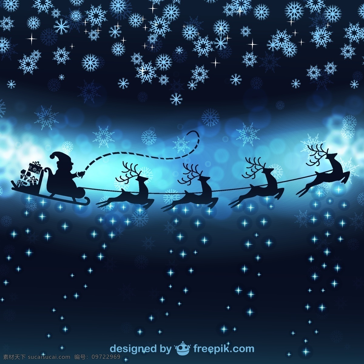 蓝色 圣诞 雪 背景 雪夜 璀璨圣诞雪 浪漫雪花背景 圣诞节驯鹿 圣诞雪橇 深蓝冬季背景 节日新年圣诞 文化艺术 节日庆祝