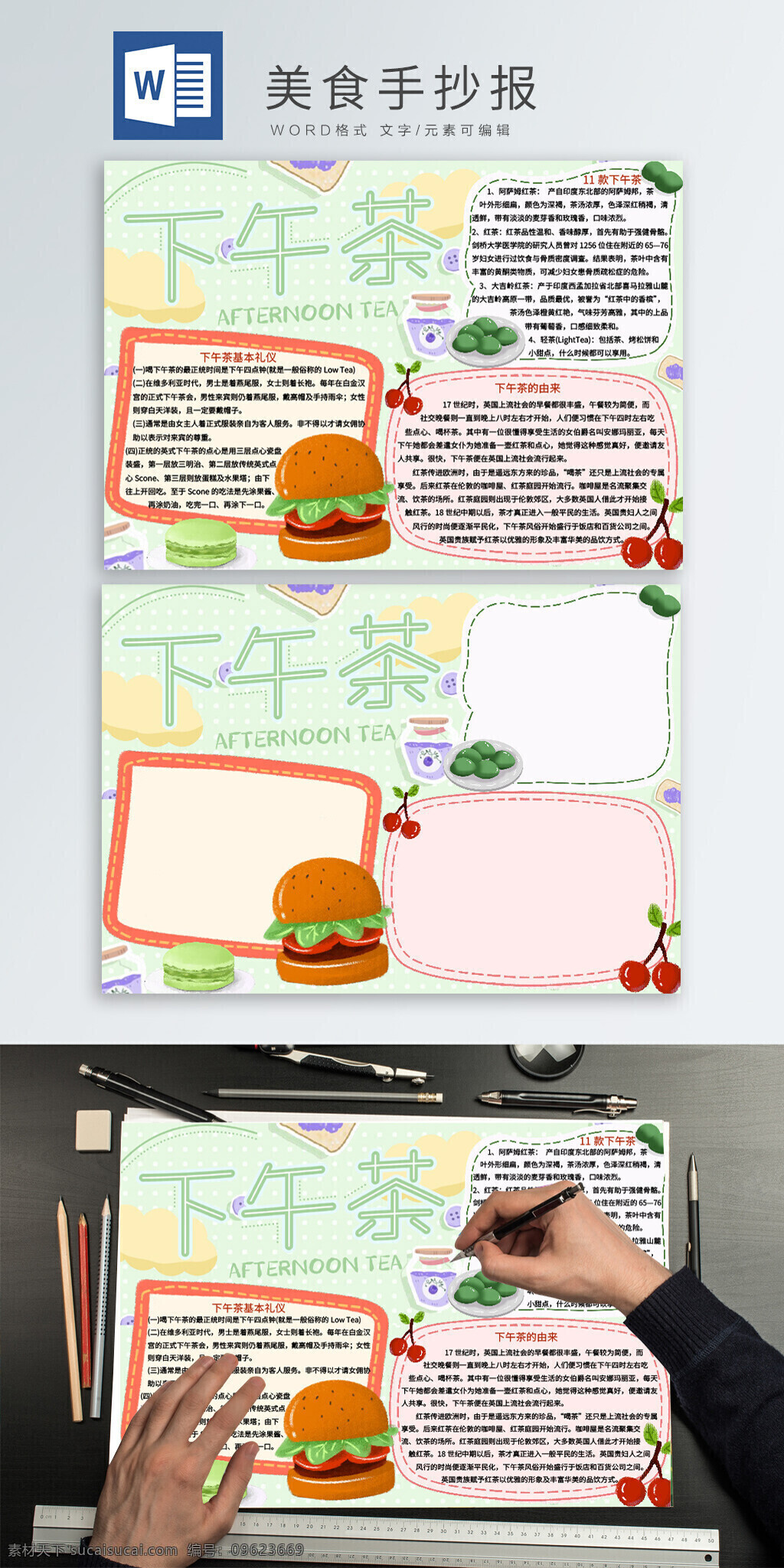 清新 下午 茶 甜点 手 抄报 手抄报 小报 美食手抄报 料理 美食 手绘美食 学生报 食物 汉堡 食物边框 蓝莓 果酱 水果
