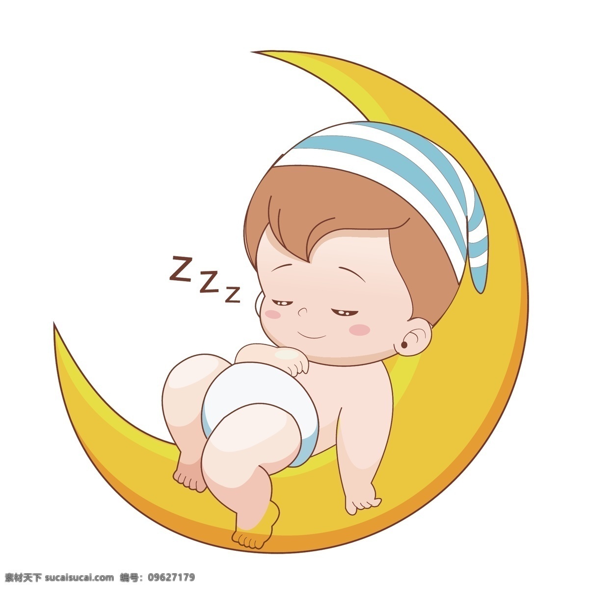 月亮 上 睡觉 小 男孩 月亮上 小男孩 月亮上睡觉 打盹 美梦 做梦 梦乡 卡通小男孩 插画 动漫动画 动漫人物