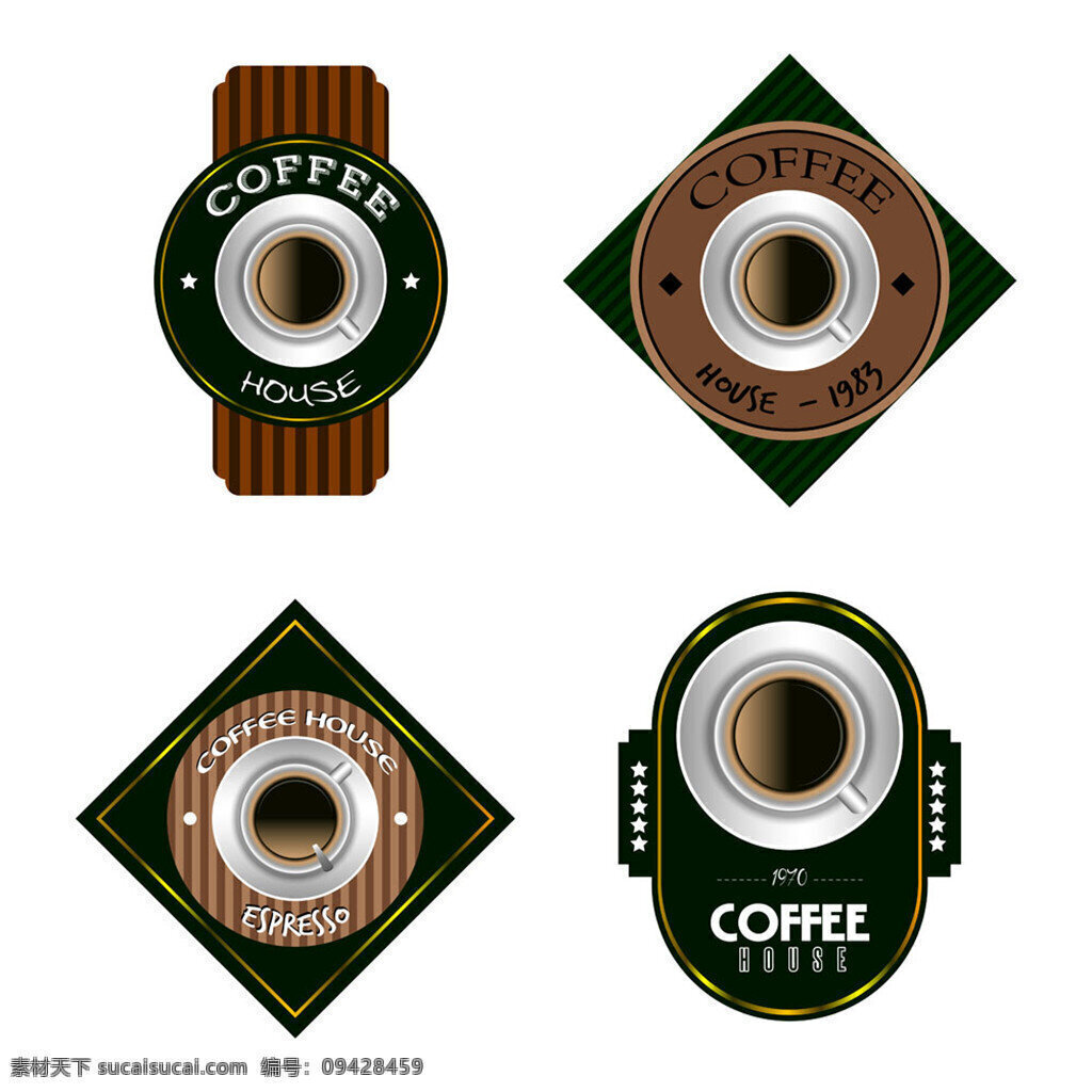艺术咖啡标签 打折标签 促销标签 彩色标签 质量 标签 矢量 模板下载 质量标签