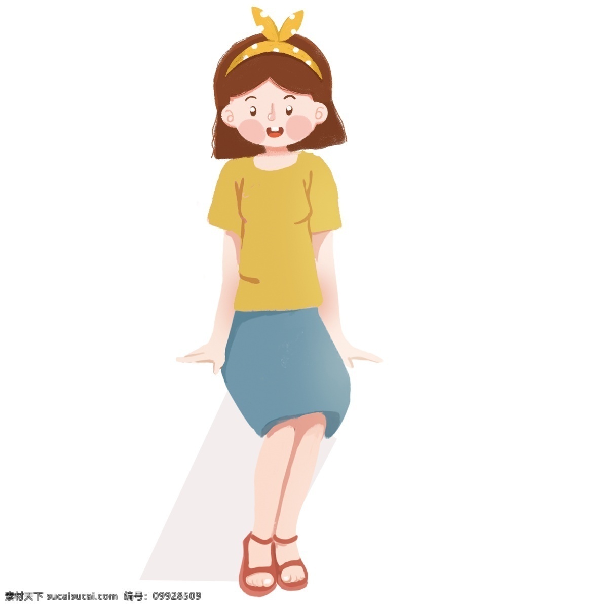 卡通 可爱 坐 小女孩 商用 元素 女孩 人物 微笑 开心 高兴 插画元素 q萌