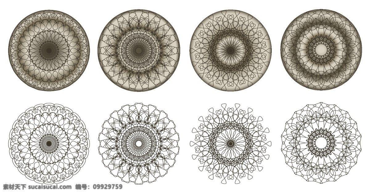 精美 线圈 花纹 矢量 底纹 复古 花 花朵 简洁 经典 矢量素材 纹样 圆 样式 伊面 矢量图 其他矢量图