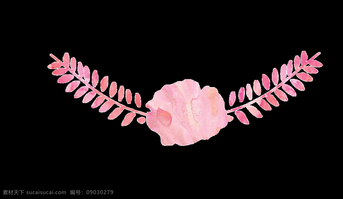 粉白 花叶 卡通 透明 花朵 花边 透明素材 免扣素材 装饰图案