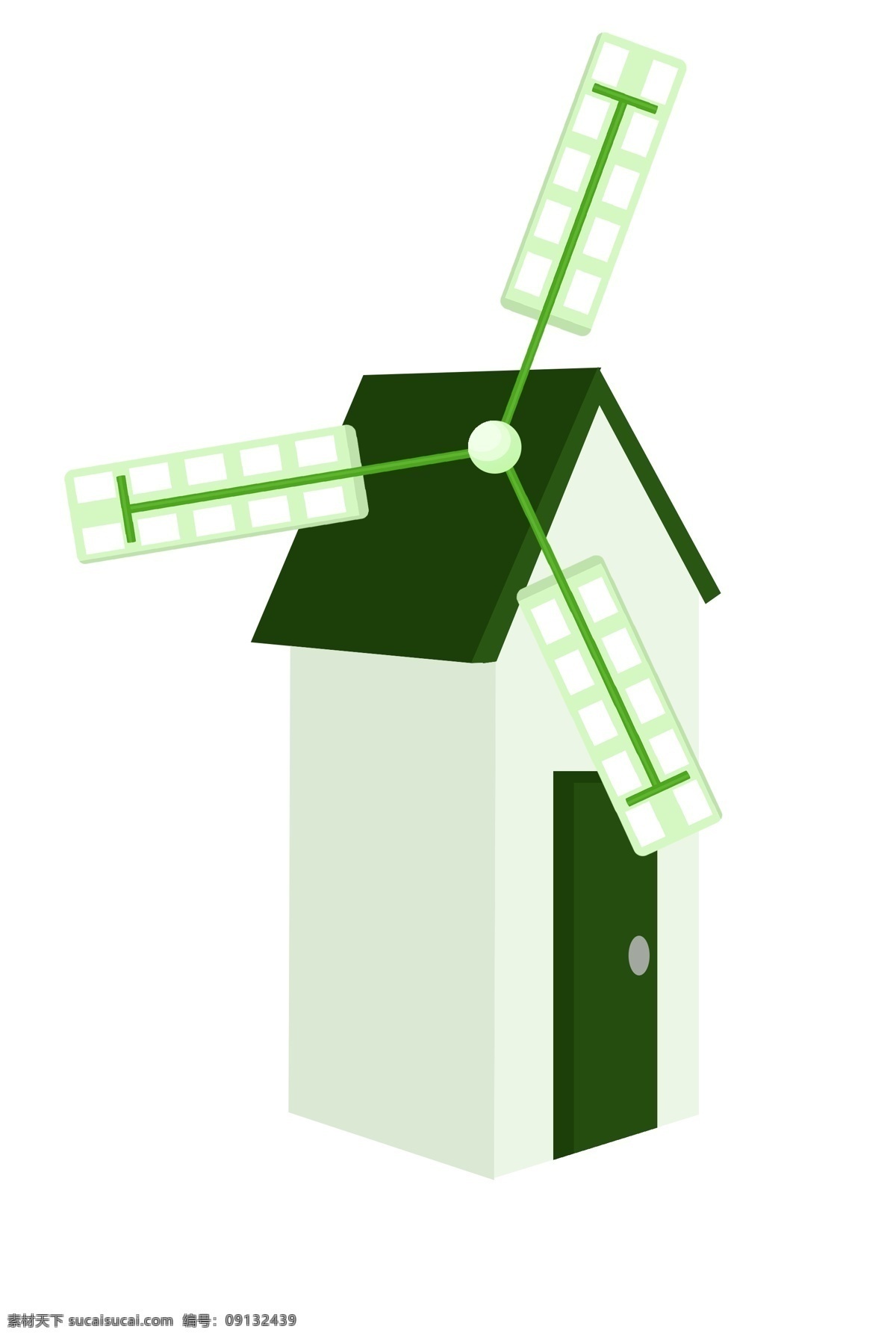 绿色 风车 装饰 插画 绿色的风车 风车建筑 漂亮的风车 木头风车 木质风车 精美风车 卡通风车