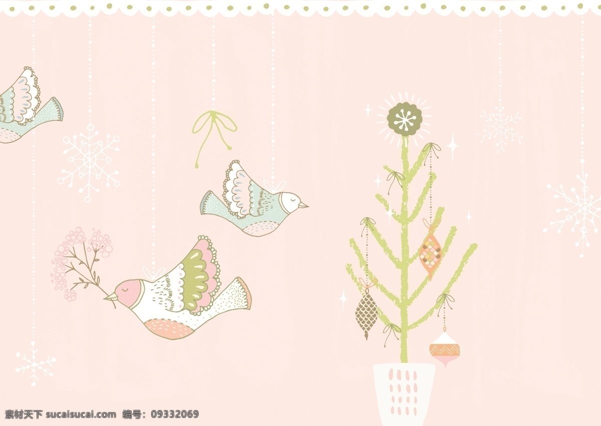 可爱 的卡 通 小鸟 盆栽 彩色 插画 动物 卡通