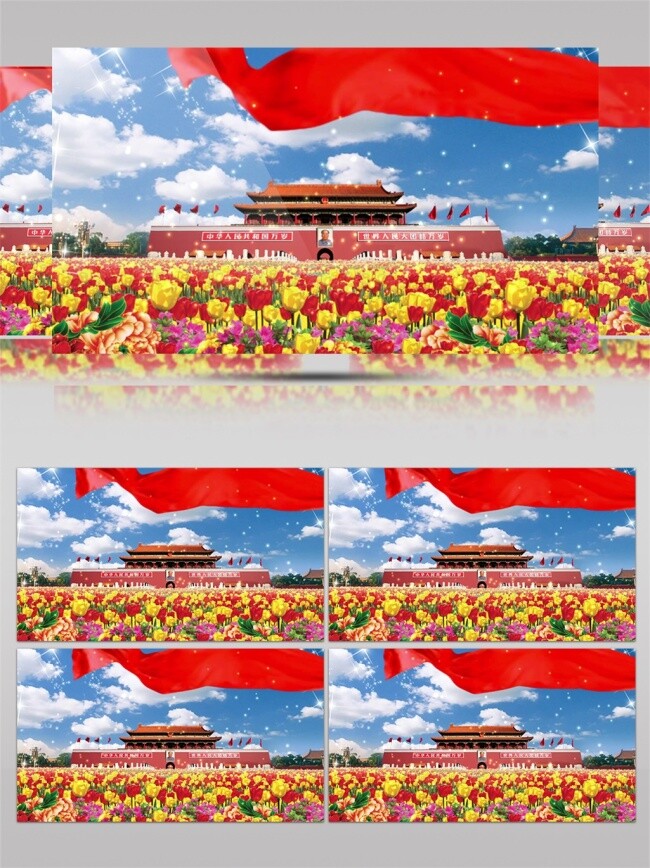 天安门 花盆 视频 彩色花盆 田园风光 美丽风景素材 自然风光素材 热烈花色 七彩开花