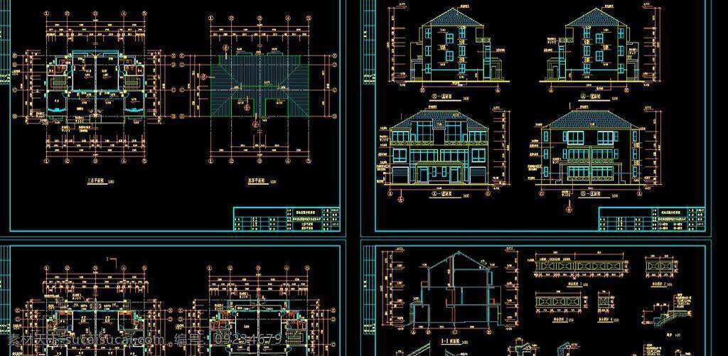 cad 别墅 公馆 环境设计 建筑设计 立面图 平面图 剖面图 施工图 室内设计 并联别墅 dwg 图纸 装修 装饰 私宅 别业 别墅图纸大全 源文件 cad素材 室内图纸