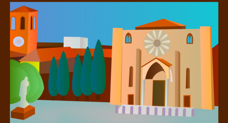 圣弗朗西斯 科 广场 向量 明信片 城堡 古代 花园 画 夹 剪贴画 塔 艺术 弗朗西斯科 意大利 油漆 颜色 svg 著名的地标 矢量图 建筑家居