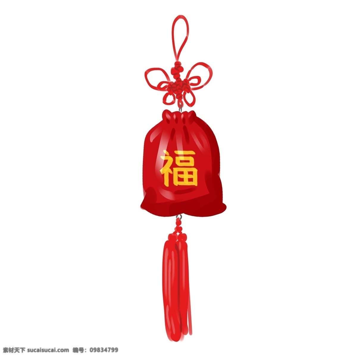 手绘 中国 风 挂饰 福 袋 中国风 中国结 装饰 福字 红色的中国结 中国风挂饰 红色的吊穗 喜庆挂饰 手绘挂饰 挂饰插画