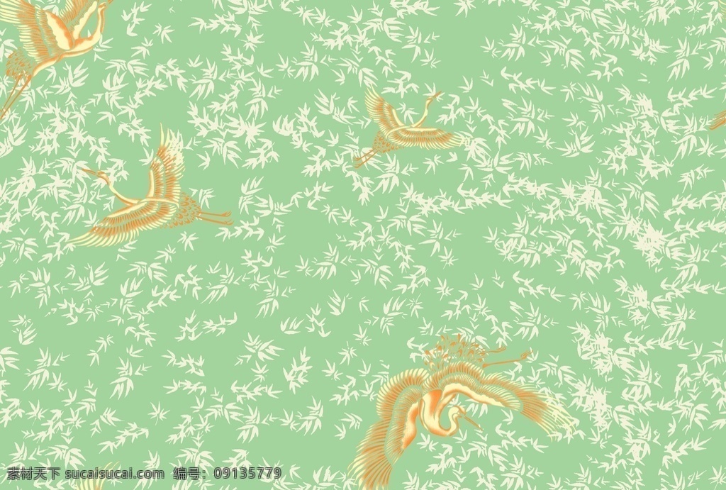 叶子鹤图片 花卉 矢量 手绘 水彩 数码印花 服装印花 潮牌印花