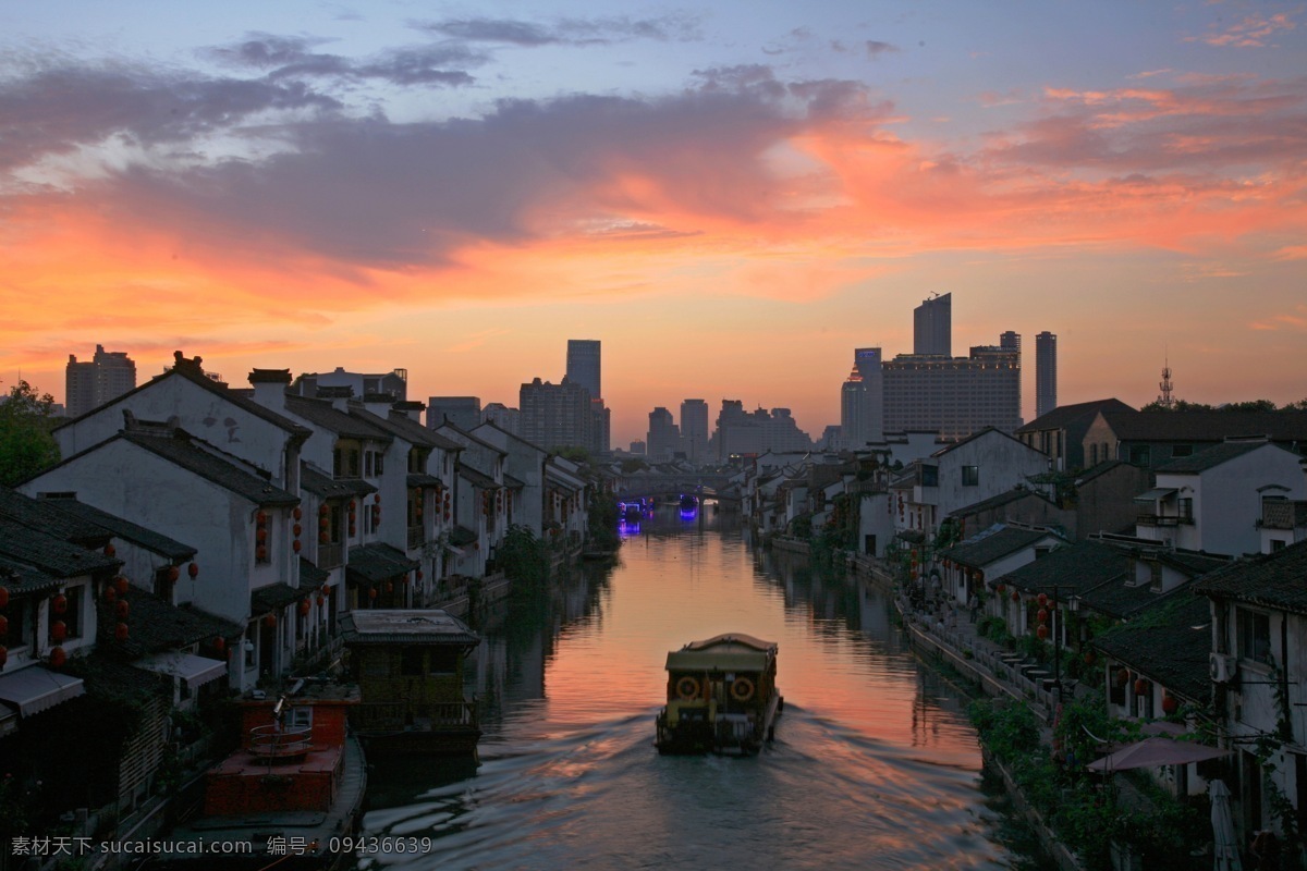 江苏 无锡 古运河 建筑 晚霞 游船 旅游摄影 国内旅游