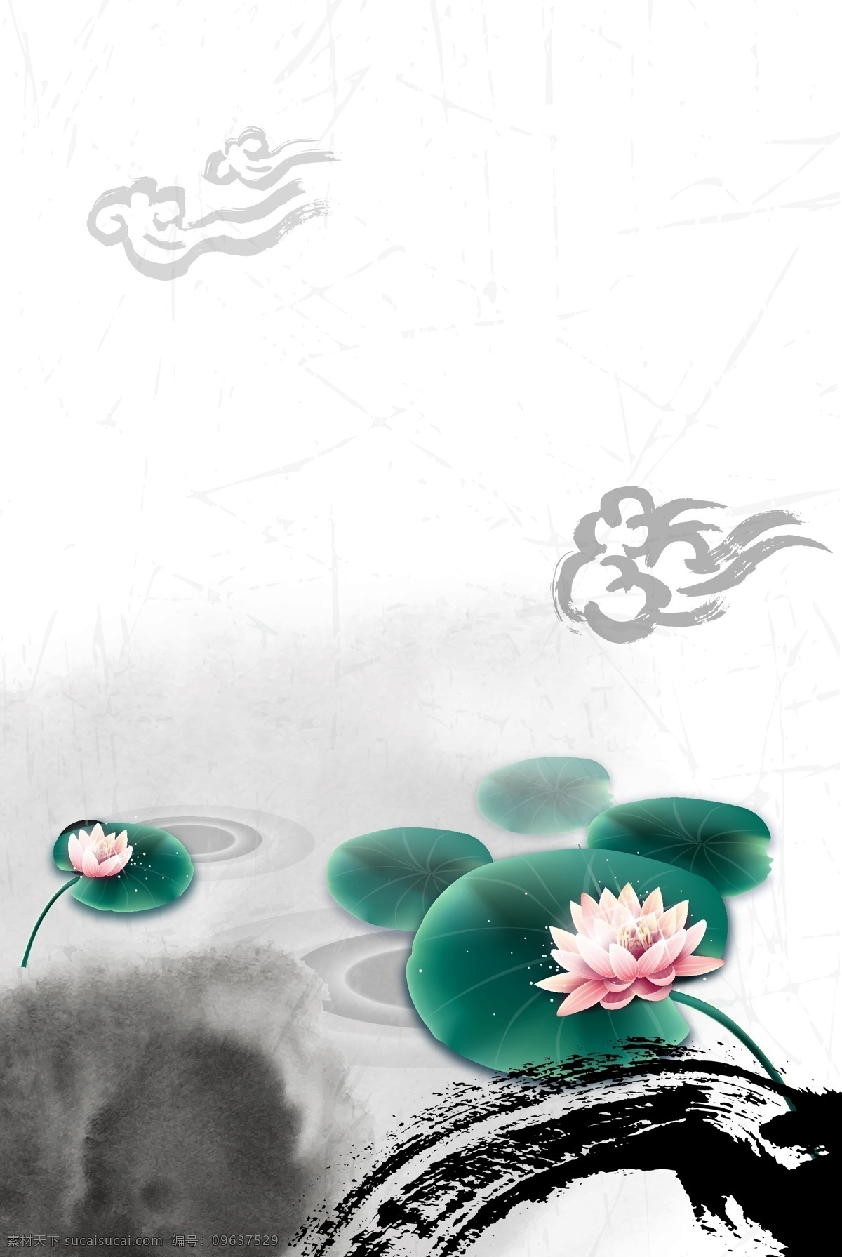 古典 中国 风 背景 水墨 荷花 纹理 ai矢量 文件素材 底纹边框 花边花纹