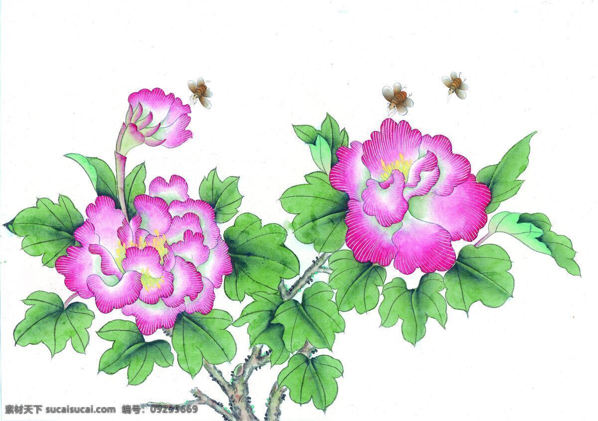 花卉 蜜蜂 油画 水墨画 中国画 中国艺术 绘画艺术 国画 装饰画 中堂画 书画 文化艺术 书画文字
