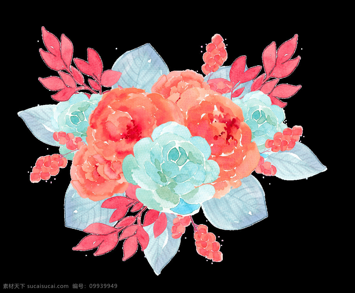 艳丽 花卉 卡通 透明 抠图专用 装饰 设计素材