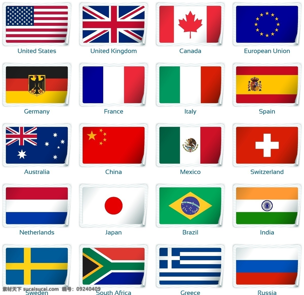 国旗 各国国旗 英国 美国 法国 加拿大 日本等 世界国旗 插画 移门图案