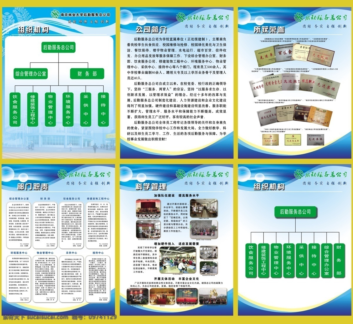 psd源文件 管理制度 广告设计模板 蓝色调 学校简介 学校展板 源文件 展板模板 组织机构图 荣誉证书排版 学校资料