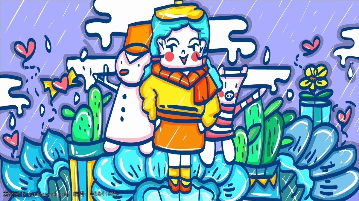 冬季 雪人 漂亮 女孩 可爱 花朵 爱心 插画 装饰画 呆萌 阳光 开朗 冬至 温暖 寒冷 下雪 植被 盆栽 仙人掌 动物 小清新 治愈系 手绘 矢量 海报壁纸 插图 背景 配图 手机壁纸 朋友圈壁纸 文章配图