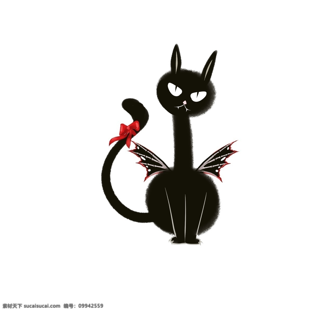 卡通 创意 手绘 风 万圣节 黑猫 元素 手绘风