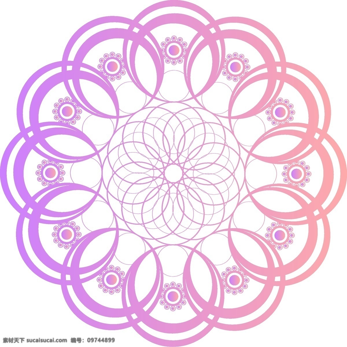 原创 矢量 几何 旋转 炫彩 渐变 粉色 装饰 元素 花纹 设计元素 可商用 万花筒