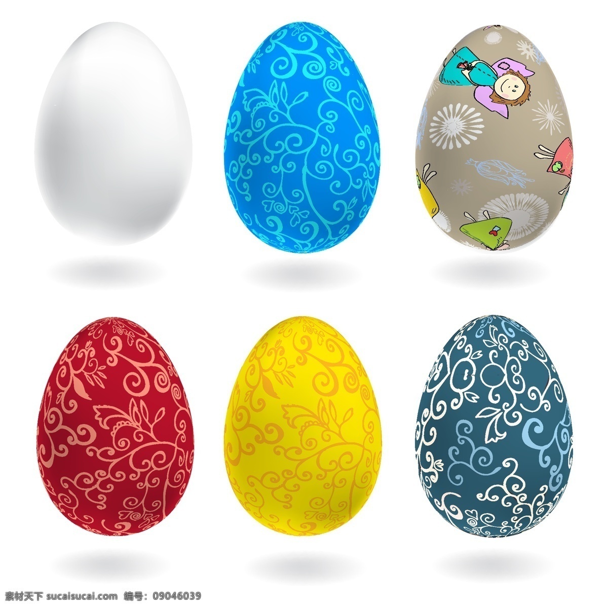 复活节 手绘 鸡蛋 彩蛋 卡通 节日素材 复活节背景 矢量 文化艺术 节日庆祝 白色