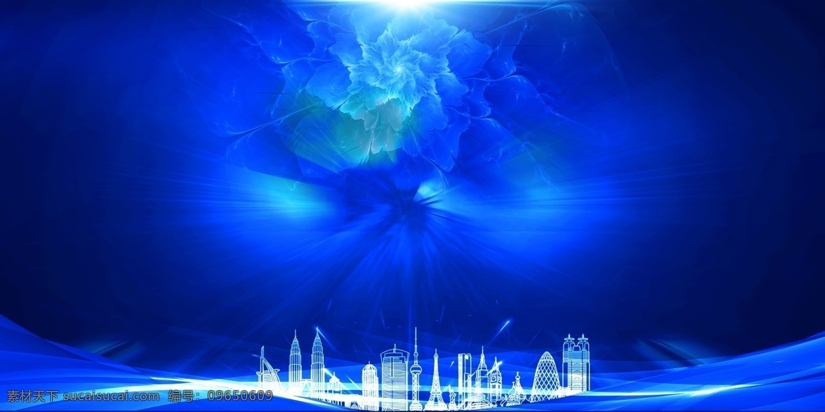 蓝色 科技 智慧 城市 背景 科技背景 现代空间 空间 设计素材 模板下载