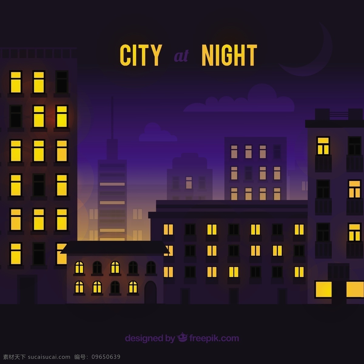 城市建筑图标 城市 建筑 夜景 城镇 都市 矢量 eps文件