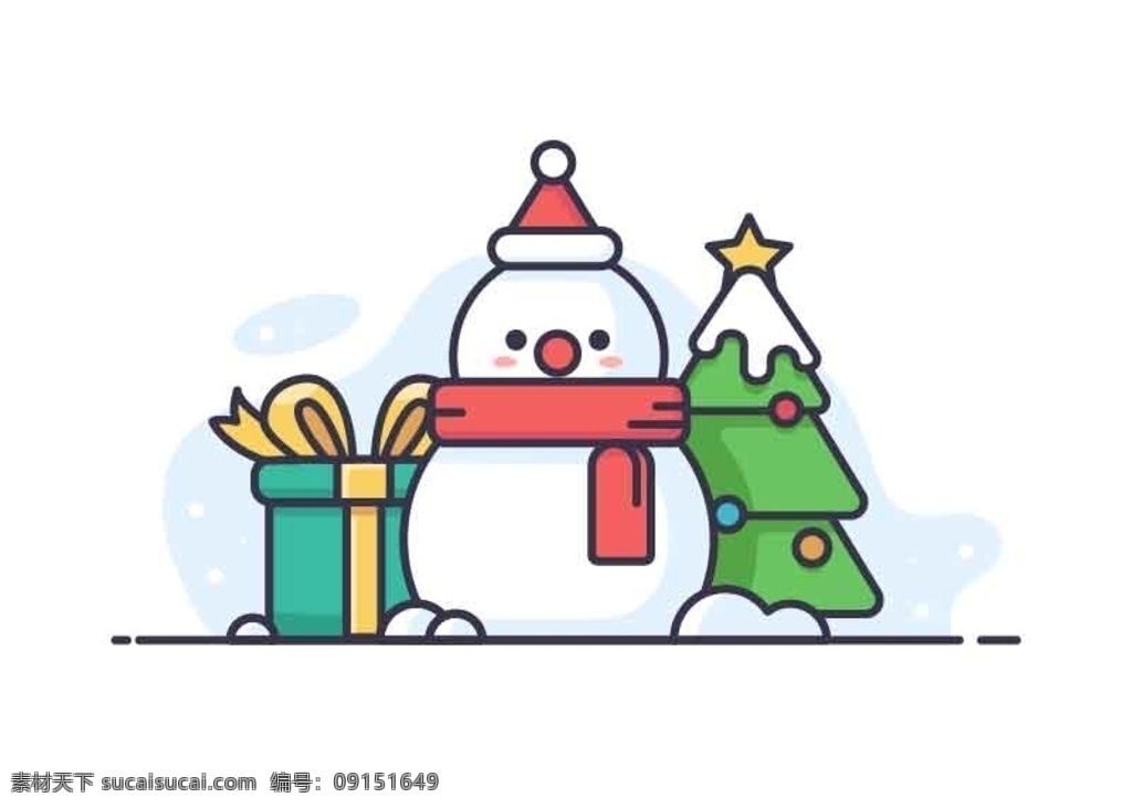 雪人图片 圣诞 雪人 礼物 树 场景