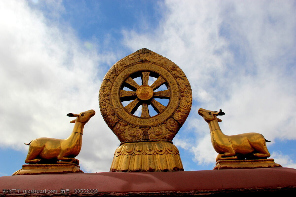 大昭寺 楼顶 鹿 法轮 双鹿 西藏 双鹿法轮 西藏之行 人文景观 旅游摄影
