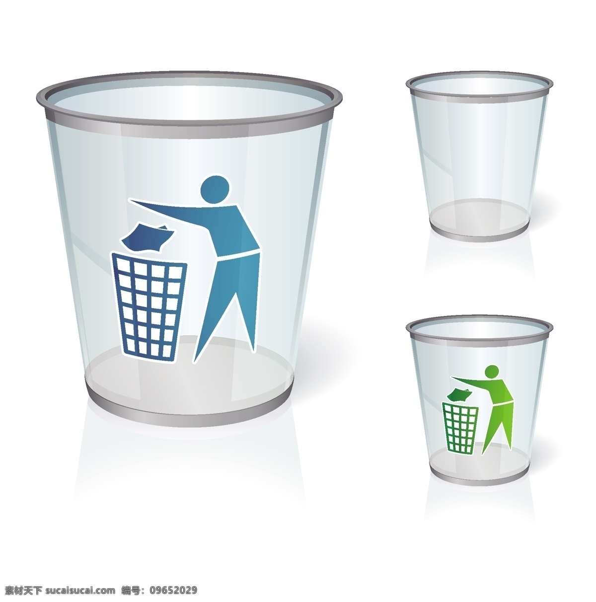 垃圾桶 标识 绿色 蓝色 透明 公共标识标志 标识标志图标 矢量