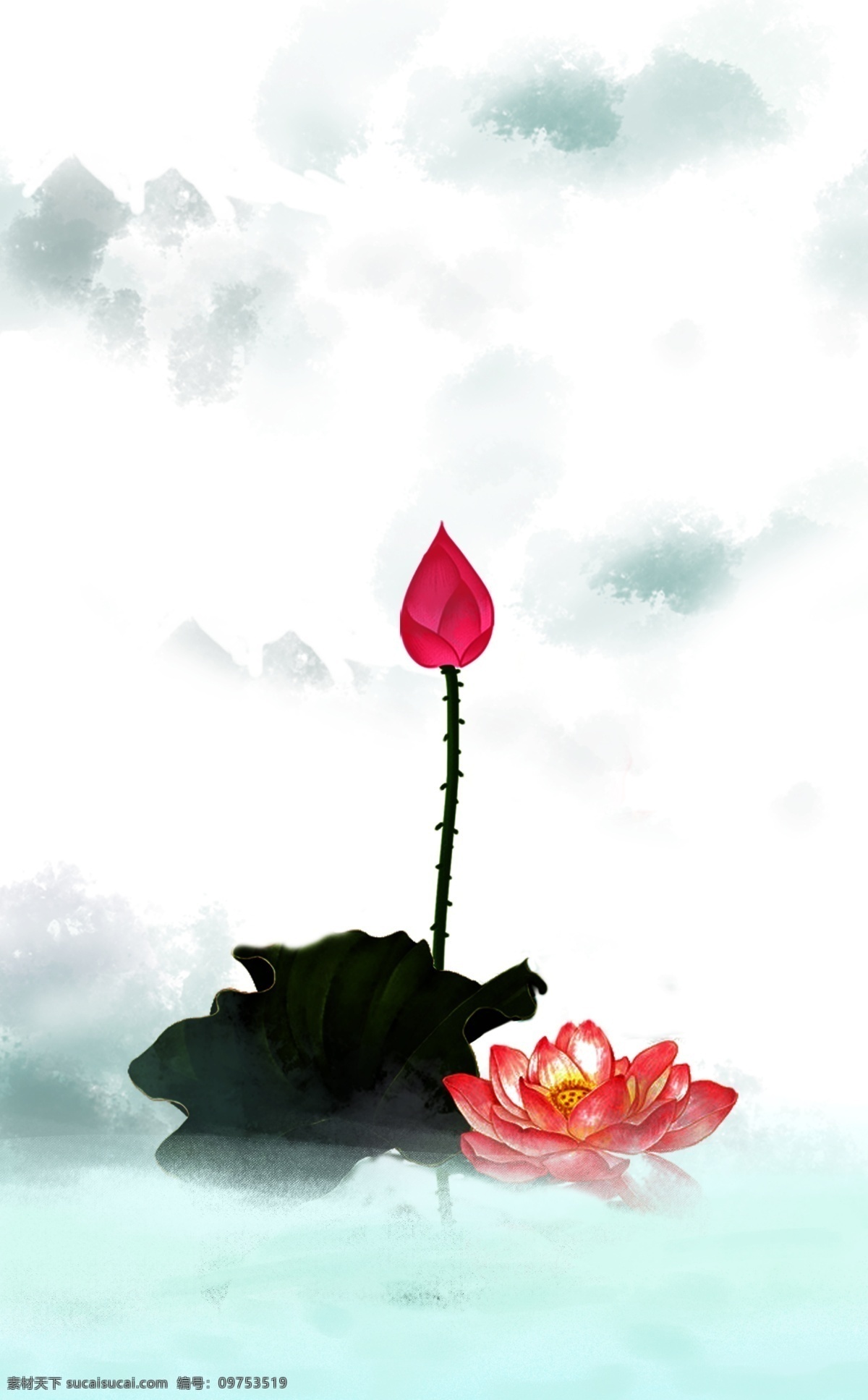 中国 风 荷花 竖 版 装饰画 中国风 竖版 家居画 油画 古韵