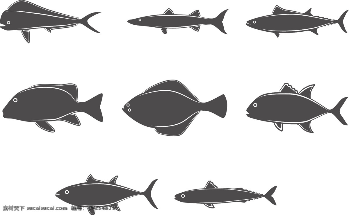 扁平化 矢量 鱼 扁平化鱼 海洋生物 矢量素材 手绘 手绘动物 手绘鱼 鱼素材