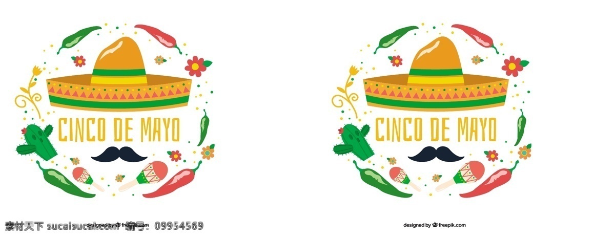 与cinco de mayo 装饰 墨西哥 元素 大 背景 花卉 派对 花卉背景 颜色 庆祝 假日 丰富多彩 帽子 仙人掌 军队 胡子 文化 党背景 辣椒