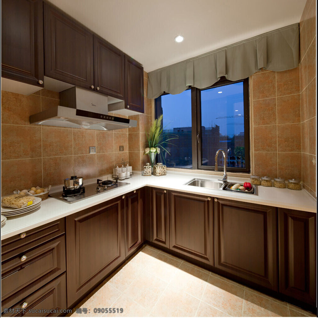 现代 简约 客厅 厨房 红褐色 壁柜 室内装修 效果图 厨房装修 方形壁灯 客厅装修