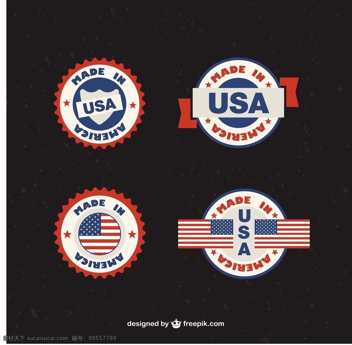 美国制造贴纸 年份 标签 手 星 徽章 复古 按钮 标志 模板 网络 贴纸 蓝色 星星 图形 符号 图形设计 黑色